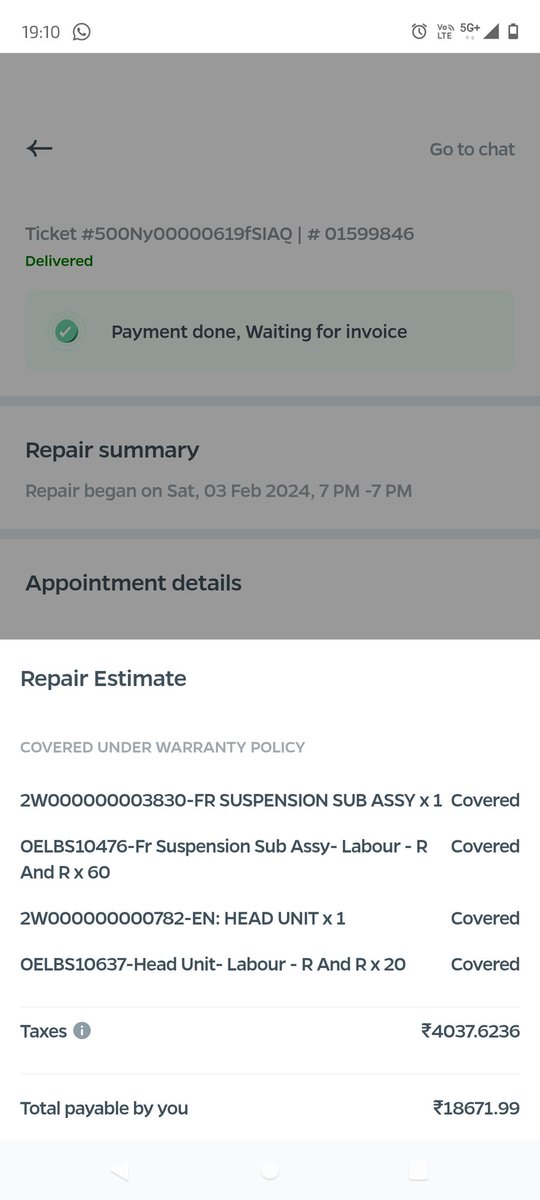 Arifpressline's tweet photo. @OlaElectric @bhash I have ola careplus plan ... Under this sir, your service team charged me without giving services... Please look the issue. I hope Ola team  go in depth to resolved the issue asap... https://t.co/lfF3N5jPP9