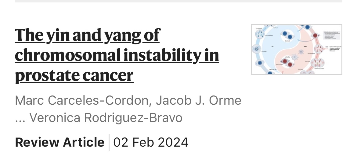 Happy to see online @NatRevUrol our forward thinking review on chromosomal instability (CIN) in #prostatecancer it was fun to write this piece @mayoclinicbmb @MayoUrology @MayoCancerCare rdcu.be/dxIxA