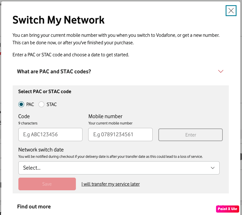Hi <a href="/VodafoneUK/">Vodafone UK</a> - trying to get broadband and mobile package online, but your "switch my network" page doesn't save the data so I can't purchase.  Tried 3 different devices, iOS and Windows. (my data not in this shot, but it's the screen that doesn't work) #CustomerExperience