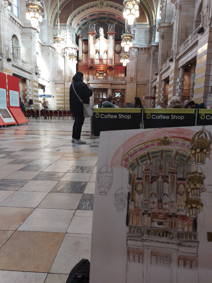 Lunch, sketching, and watching an organ recital @KelvingroveArt. What a lovely afternoon!