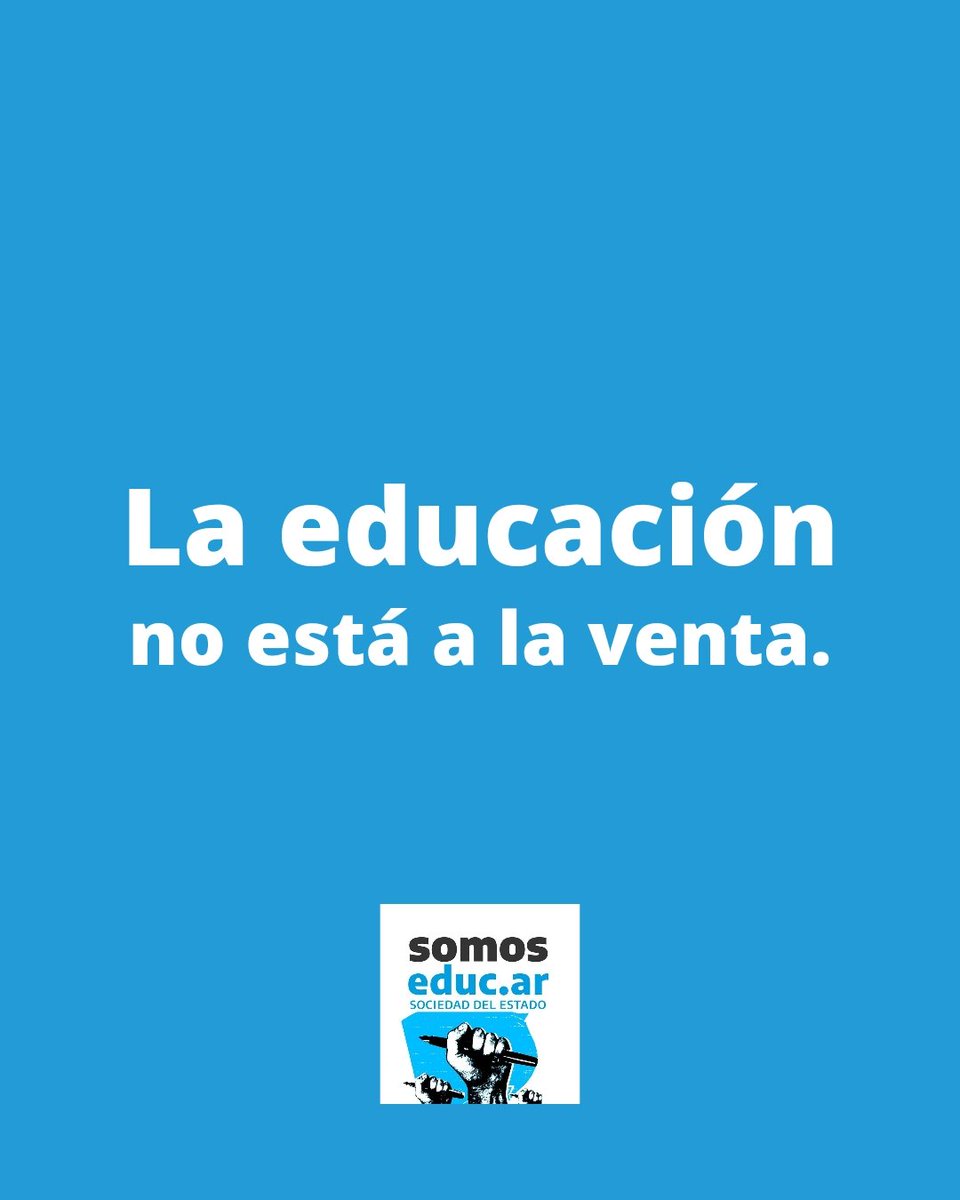 somoseducar's tweet photo. Quieren intervenir y privatizar https://t.co/uIu7G56DmX Sociedad del Estado, pero la educación no está a la venta.
#NoALasPrivatizaciones
#SociedadesDelEstado
#somoseducar https://t.co/9NSb633dlQ