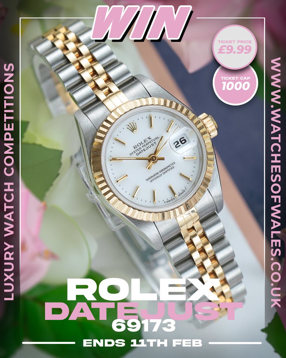 With valentines coming.. why not treat the one you love with this beautiful Ladies Rolex Datejust.
ends just in time for valentines day! 
🎫 competition.watchesofwales.co.uk/competitions