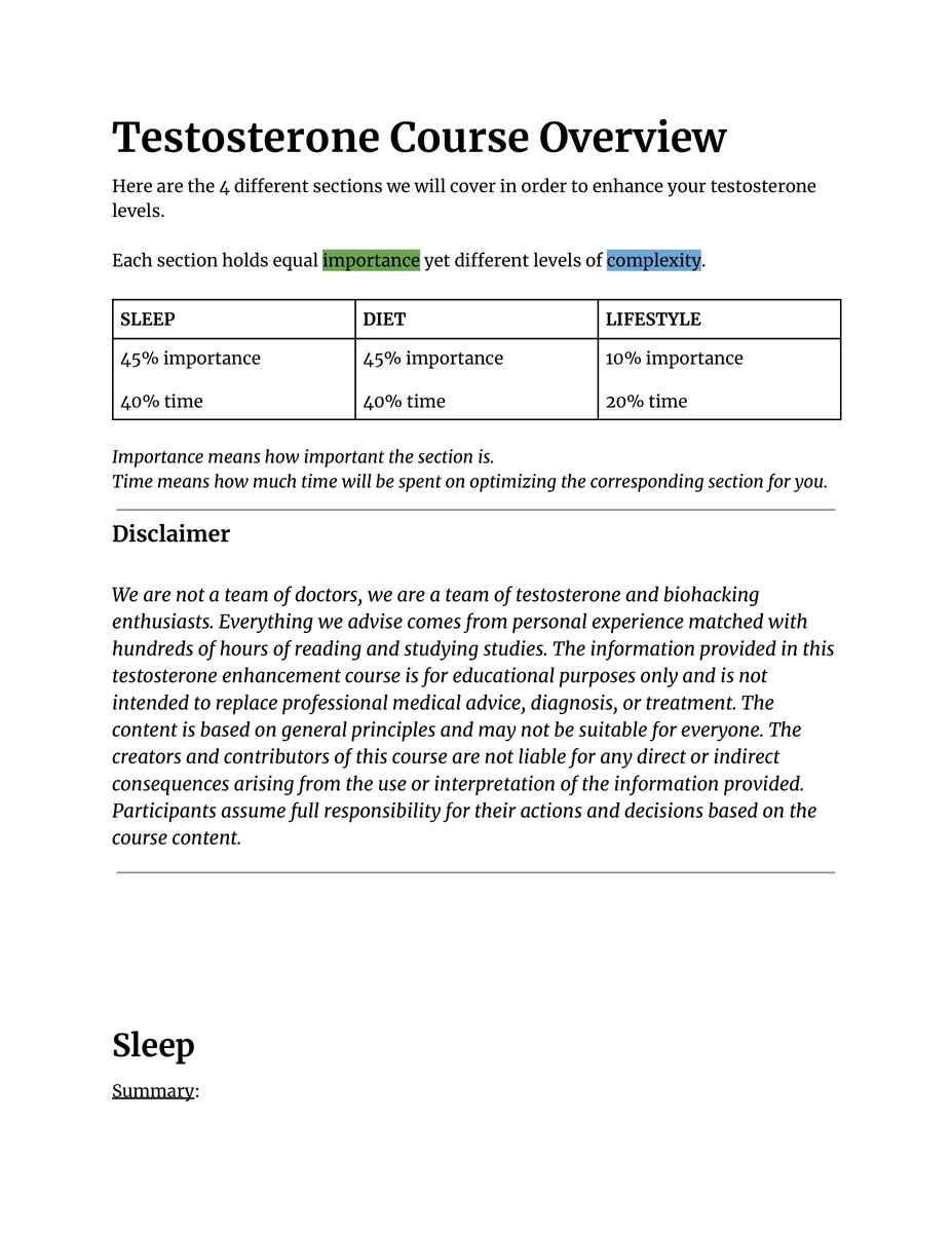 BioBoostedMind's tweet photo. I've delayed it long enough...

Here is the OFFICIAL release of my FULL Testosterone Maxxing course.

Attached is the course overview.

If you are interested in purchasing the course (it is a one-time payment), please DM us.

We will send you a google form and schedule a meeting. https://t.co/iQhzr4xWU2