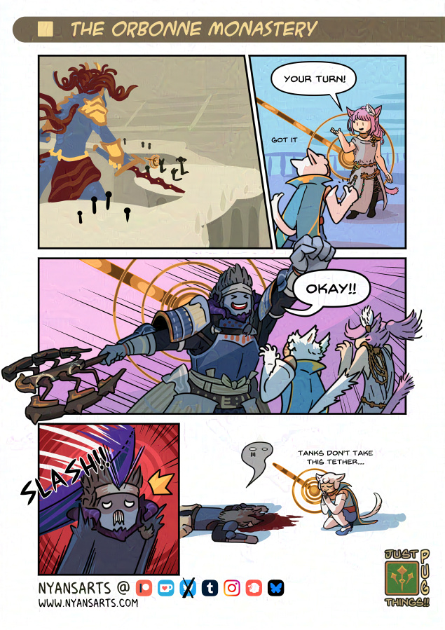 nyansarts's tweet photo. Taking the tether gets you a magic vuln up, which makes tanks die to the next auto-attack :')

Today's cameo is Seraph Strike, the catgirl whose tether was stolen by the tank. Thanks for letting me draw your character! ♥

#ffxiv #ffxivart https://t.co/XNNHGTnhQt