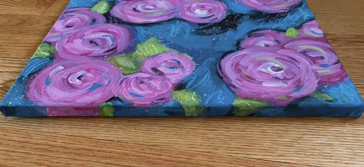 KateMLArtwork's tweet image. Evening Pinks, expressionistic painting on canvas filled with pink blooms on a teal background. #floralpainting #pinkpainting #springvibes #pinkblooms