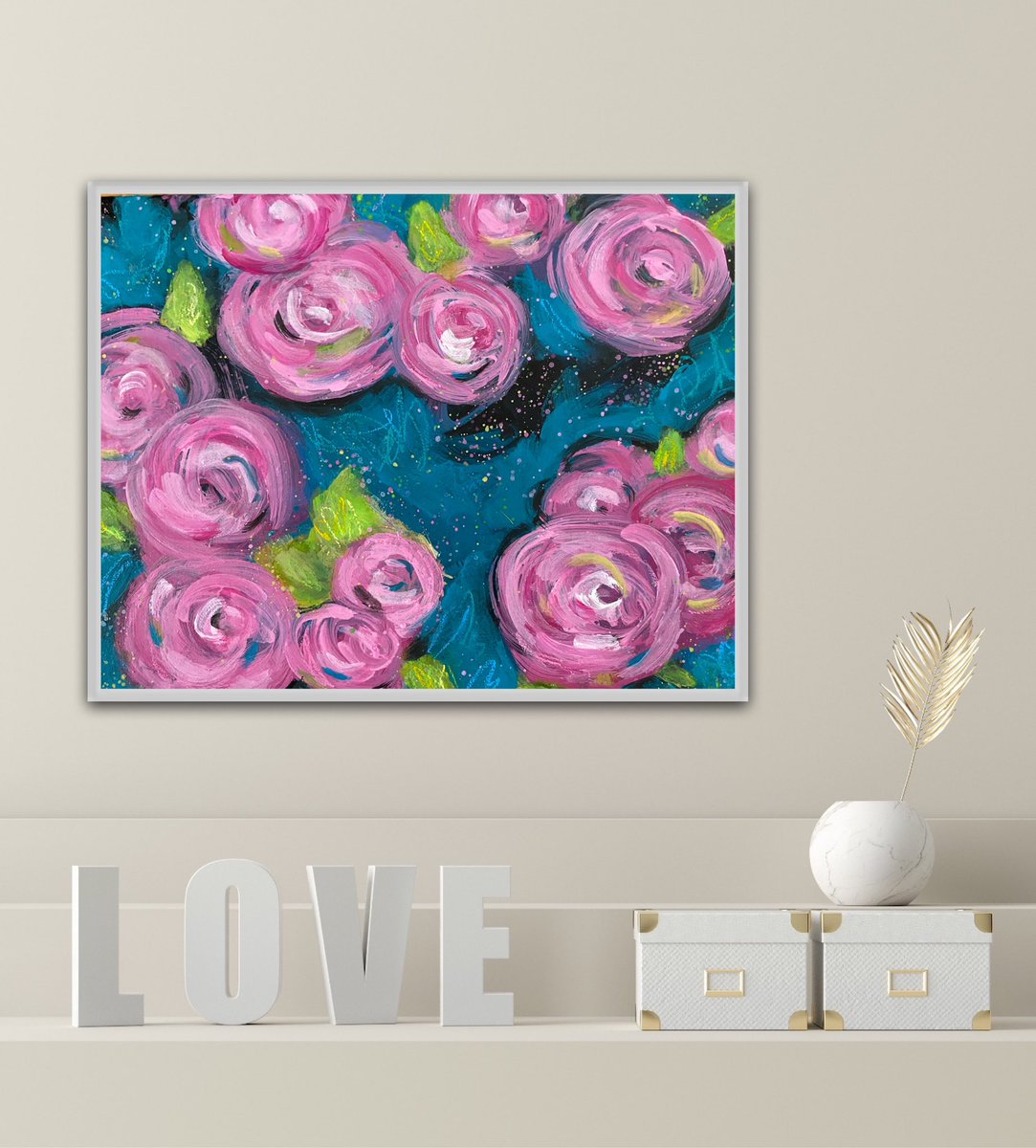 KateMLArtwork's tweet image. Evening Pinks, expressionistic painting on canvas filled with pink blooms on a teal background. #floralpainting #pinkpainting #springvibes #pinkblooms