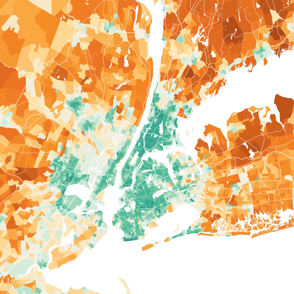 That's true! Check out this CO2 emissions per capita graph of NYC - the denser ares are the most environmentally friendly. This holds true for cities across the globe.