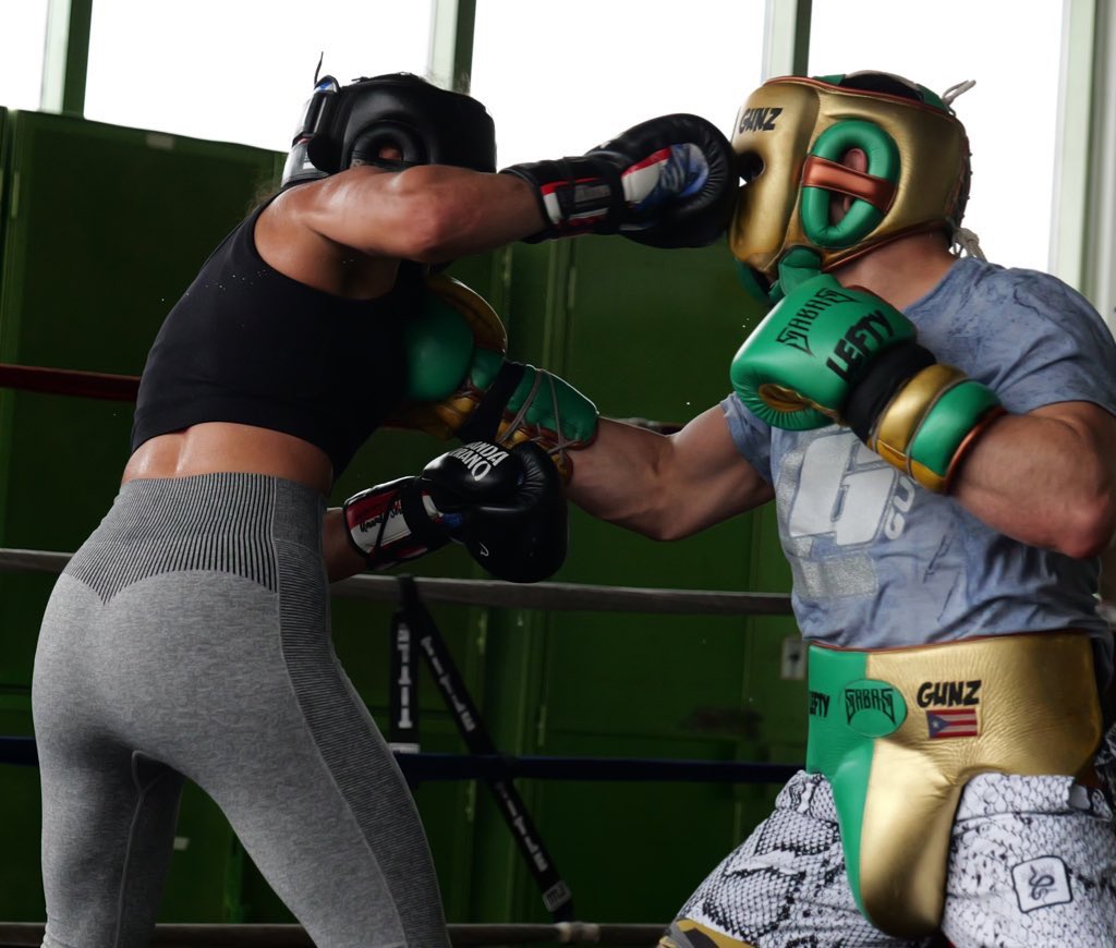 Celebrated the fact that there’s 1 month left till fight night Sparring &amp; doing Pad Work. Everything is on point. Not many know what it takes to get fight ready, especially my coach doesn’t let me spar women. I mostly spar men &amp; I’m always the Prey 😩
Being a female in a ring w/a