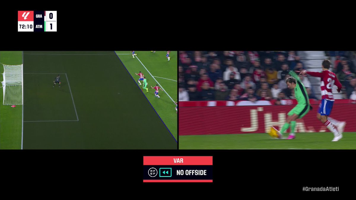 <a href="/camimudarra/">Cami Mudarra</a> Hoy, por lo que sea, sí convenía trazar las líneas del fuera de juego de la jugada de Las Palmas con ese plano. En el gol de Morata de hace dos semanas tuvimos que tragarnos un plano recortado y desde el córner, cuando en el paralelo se veía claro el fuera de juego. Es de risa 🤣