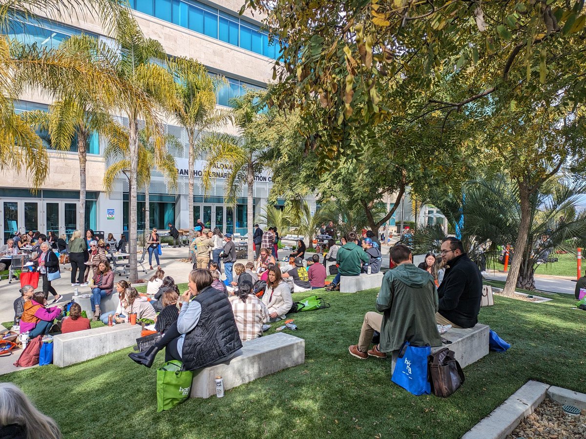 GSDMC1's tweet image. Break for lunch at the #GSDMC24 conference. Everyone is soaking up the sun, reflecting with friends, and having big smiles like @MathProjects! #youareamathperson