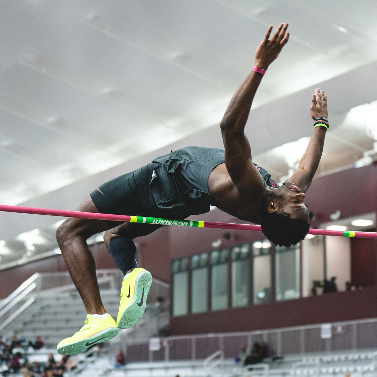 OU_Track's tweet photo. Freshman Kyren Washington takes second place with a 2.15 (7-0.5) leap in the men's high jump!

#BoomerSooner ☝️ https://t.co/m5EoTqCqnt