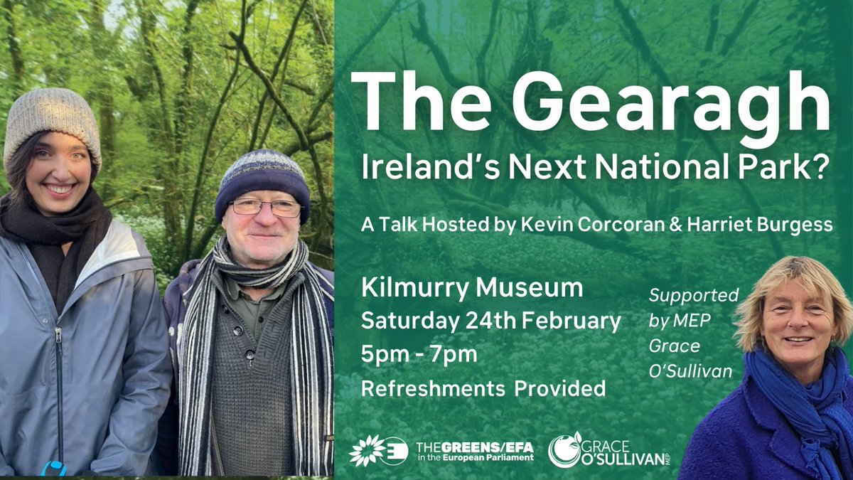 Really happy to announce this - Kevin Corcoran and I will be discussing the potential for the Gearagh to be made a national park on 24th February in Kilmurry! Save the date 💚🌿🧚 @CorkGreens @greenparty_ie @EamonRyan @GraceOSllvn #Cork #NatureRestoration #Macroom