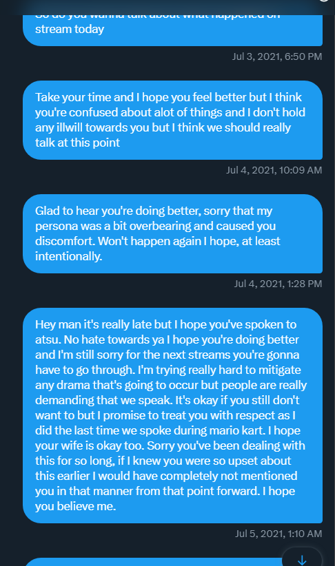 Tectone's tweet photo. Envy, you have a history of getting 1 guy'd on twitter 1 guy'd on twitch and making small things into enormous issues that anyone else could move forward from.

You're incredibly sensitive to everything. 

I offered you a money gift for beating spiral abyss and you threw a temper tantrum on stream and said "YOU'RE HURTING MY F2P PRIDE"

I get asked if i liked hollow knight during a stream because i was wearing a hollow knight shirt and i said AS A JOKE "NAH BRO FUCK ANYBODY WHO LIKES HOLLOW KNIGHT SHIT GAME" and because you just so happen to also be playing hollow knight you took that as a personal attack and cried.

Envi, Literally one guy came into your chat and asked if you were going to be on my gameshow and you have a panic attack, cried, and screamed from the heavens that tectone was ruining your life.

Envi, all of this and you still don't realize how much harm you caused my way. You villainized ANYONE who spent money on the game or WASN'T F2P to such an extent i couldn't play the game as a whale without being told that i should kill myself and that i was inferior to you. "ENVI BETTER LMAO" "STUPID FUCKING WHALE LMAO" "CAN'T PAY TO WIN YOUR WAY OUT OF THIS ONE."

You even LIED saying I never reached out to you to apologize on stream due to your incompetence of not checking your dms and felt so comfortably saying that i caused you all this pain and never even checked in on you.

I did and when WE cleared that up, you barely showed any remorse for your actions.

You've weaponized your oversensitivity against me for years. You blame me for your misbehavior for years. 

And now... you're going to bring my fucking ex-marriage into this. A clip that youre trying to have define a over 10 year relationship. You have no idea what happened behind the scenes and you would stoop so low. Disgusting behavior.

How noble you are... what a disgusting man you would be to stoop so low to bring that in here.

When you take potshot's at every person who spend money on the game and yet you can't take potshots about picking mint and berries. Take your own advice, and leave my name out of your mouth.