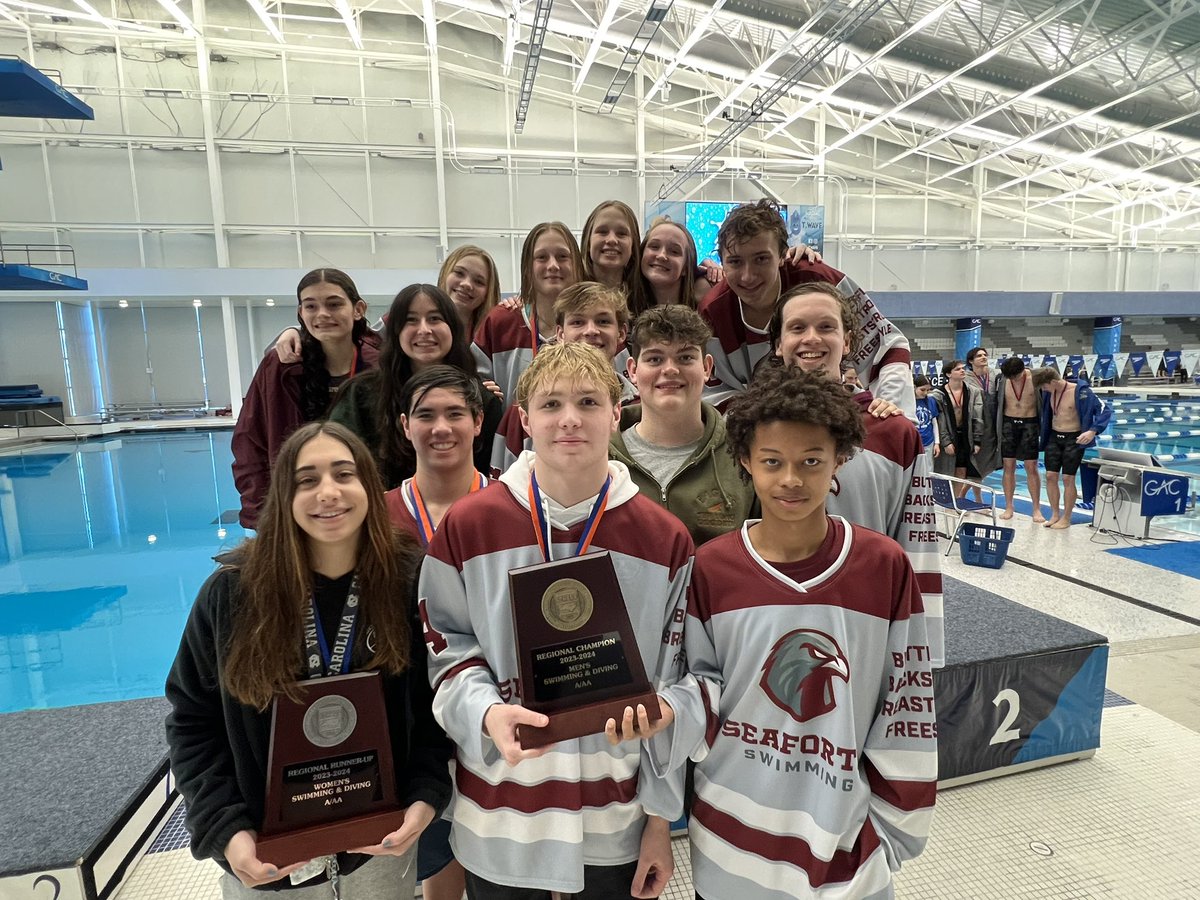 Hawks Men’s Swim won their Regional and the Lady Hawks finished Runner-up!  Great job today and looking forward to the state championship next week!  #WeAreSeaforth!