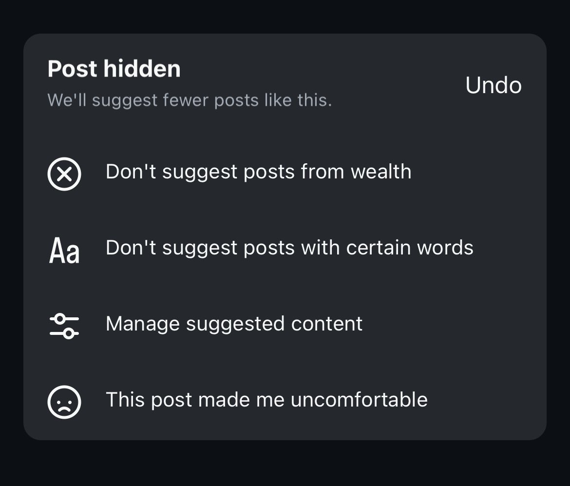 DylanMcD8's tweet photo. Instagram has done away with the “hide suggested posts for 30 days” option so it’s basically useless now https://t.co/wZokPoksuS
