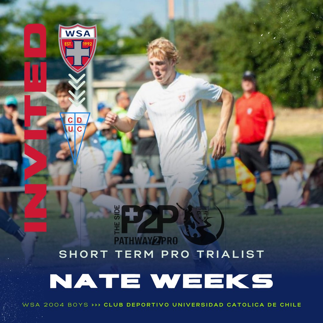 The Side wishes all the best to Nate Weeks, WSA 2004 Boys, on short term trialist agreement the next 2 weeks with professional Club Deportivo Universidad Catolica De Chile, of the Chilean Primera Division. #earnit #TheSide #TheSideP2P