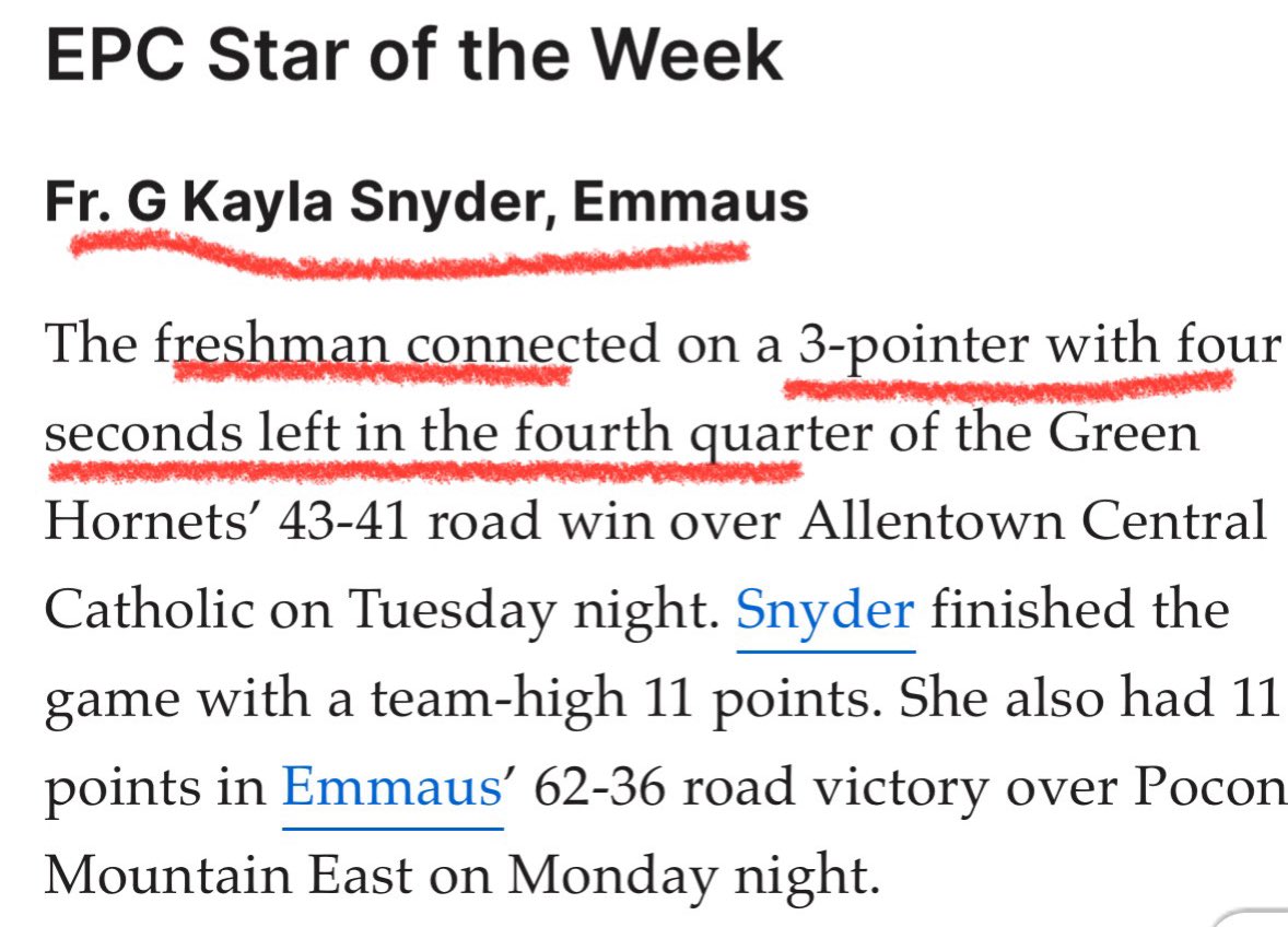 AliyahBrame's tweet photo. 💫CONGRATS EPC STAR OF THE WEEK💫@KaylaSnyder2027 . Thank you @JoshFolck and @LVHSSports for recognizing me and my @BecahiGBB teammates @KendallN_3 and @akashasantos2 for HONORABLE MENTION. Keep putting in work ladies🏀💪🏽 https://t.co/lms0uGlaIl