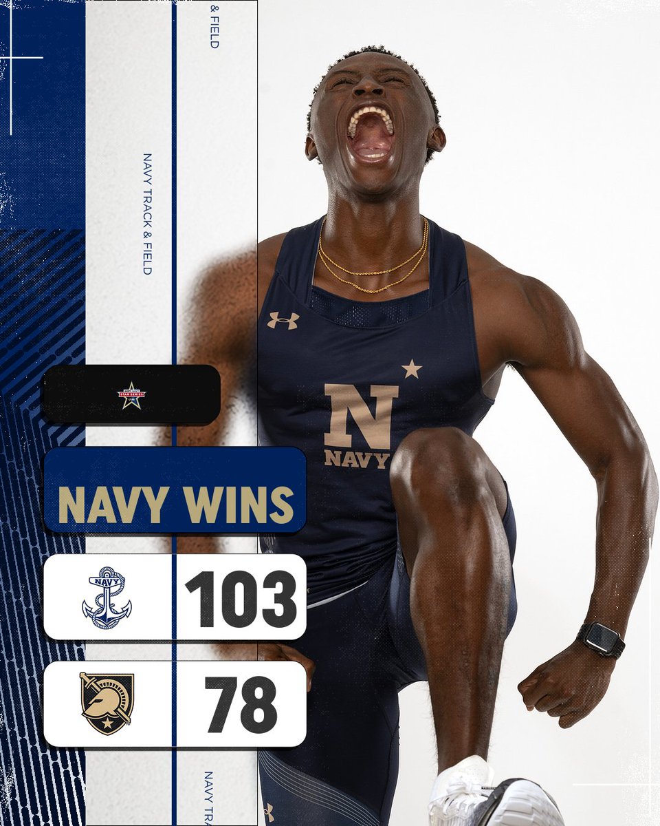 First ⭐ secured.

The men's team defeats Army, 103-78, for its fifth-straight victory in the series.

#GoNavyBeatArmy⚓