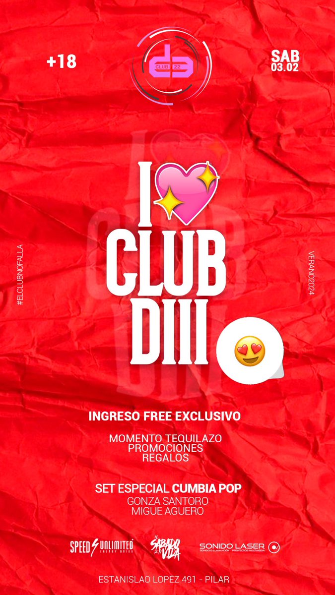 ClubDIII's tweet photo. 💖𝐍𝐎𝐒𝐎𝐓𝐑𝐎𝐒 𝐀𝐌𝐀𝐌𝐎𝐒 𝐀𝐋 𝐂𝐋𝐔𝐁💖

#ElSabadoDeTuVida 
#ElClubNoFalla 
 • Dale rt a este tuit y participa por:
🥇 1 Vodka + Jugo 
🥈 1 Champagne + Speed https://t.co/IY7LBWsR1S