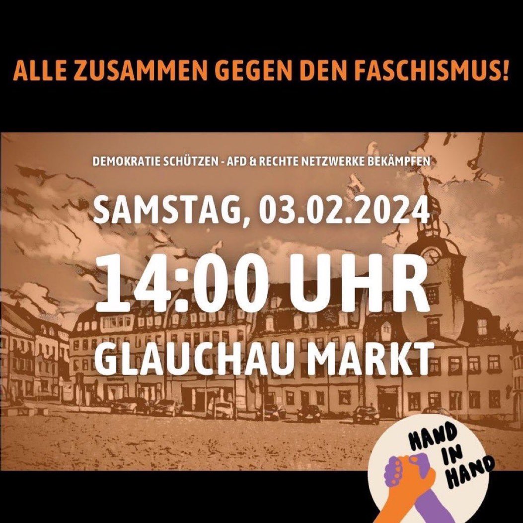 tweettste's tweet photo. @MichaBergerGC @_C_Nazifrei @RAASachsen Danke,

Die großen Städte sind schön, wichtig sind die kleinen Städte in der sächsischen Provinz. Heute mindestens 500 Menschen in #Glauchau #Sachsen
#NieWiederIstJetzt https://t.co/sM1oQhlClE