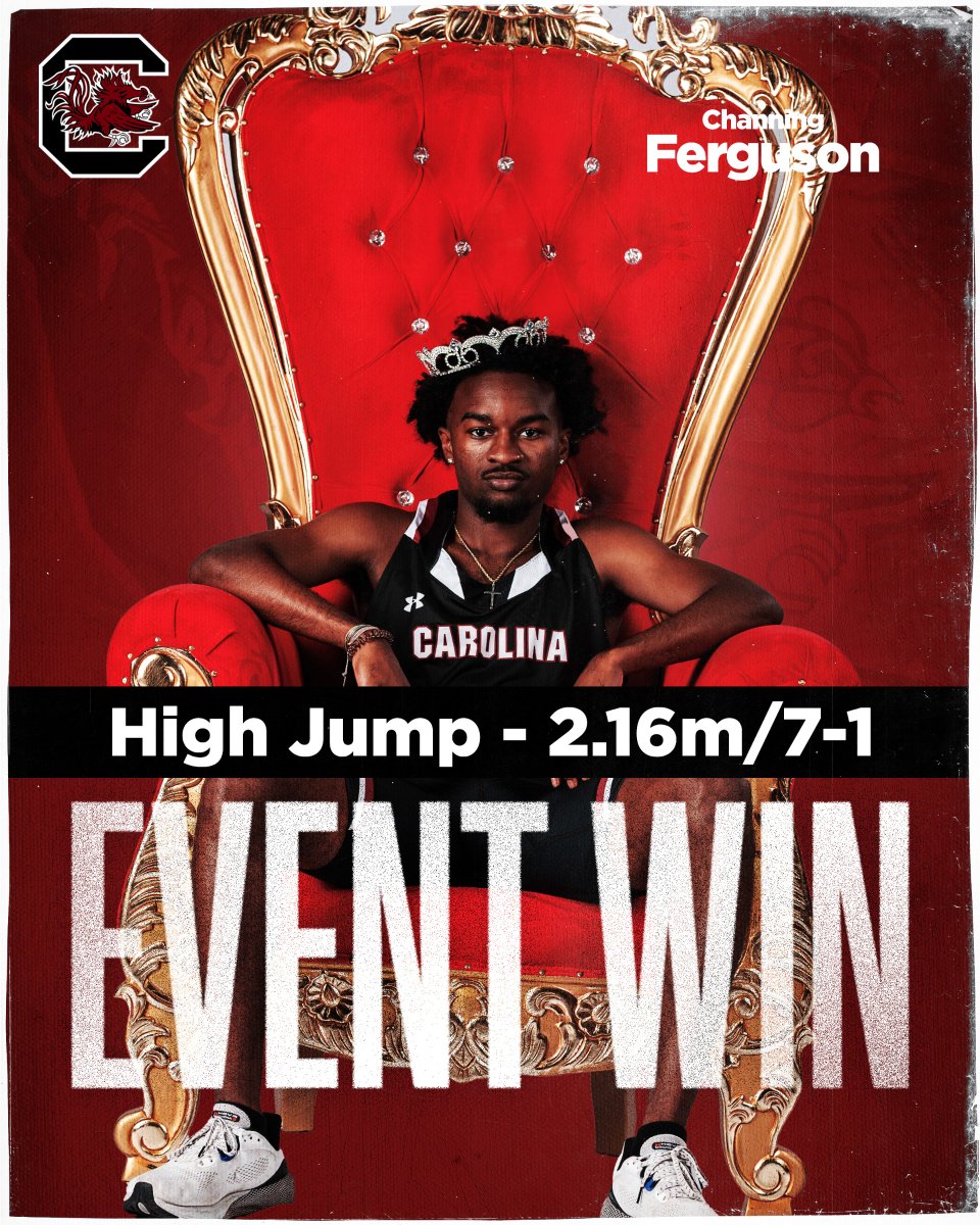 Chalk up the win for Channing Ferguson! 

Ferguson cleared 2.16m to rank 21st in the NCAA and 4th all-time in Gamecock history

#onecockymind #cockyandconfident