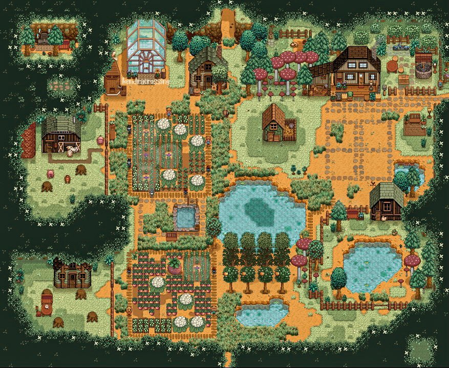 kendracrossing's tweet photo. still such a wip but one of these days my farm will finally be pretty 🍃 #stardew #stardewvalley #sdv https://t.co/bSwHzadfL8