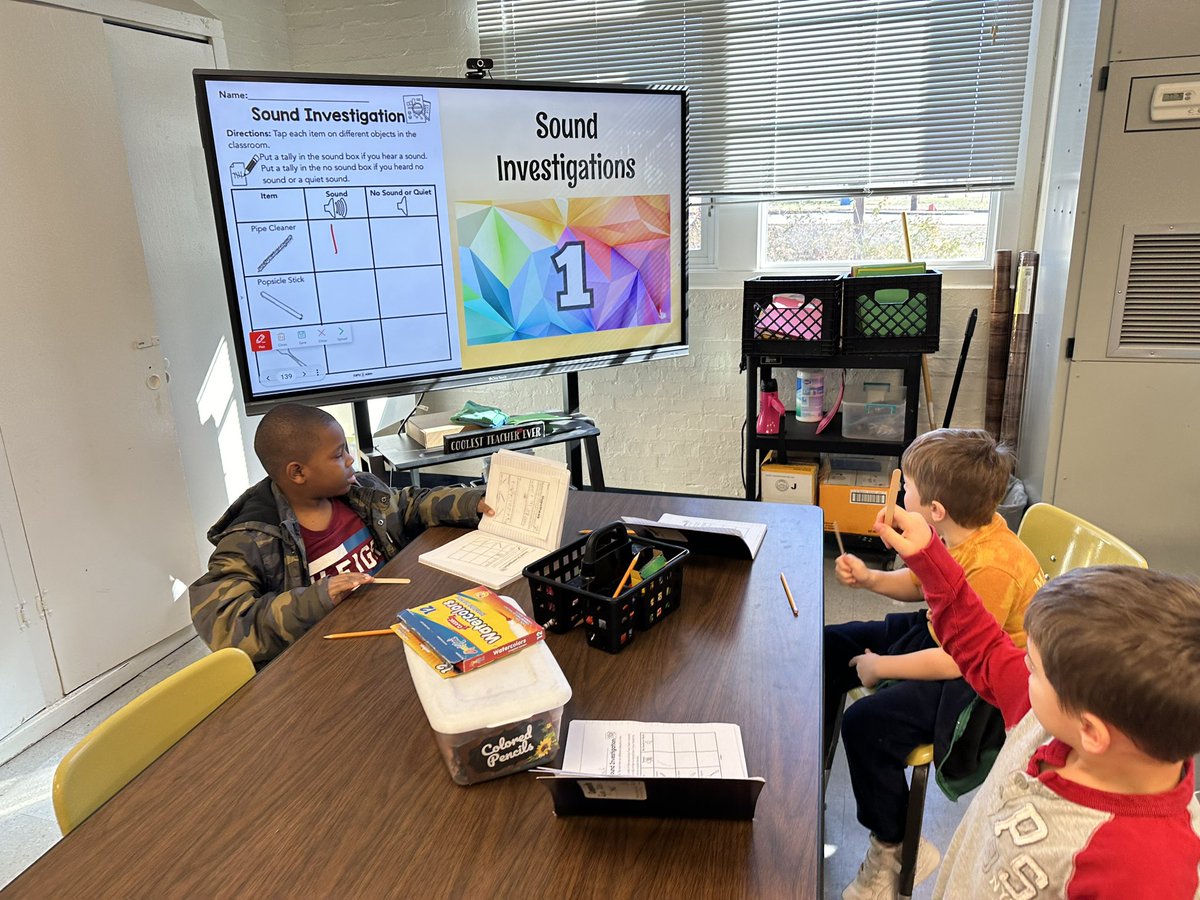 educatorshoats's tweet photo. First graders at PC experimented with sound yesterday! We went through the scientific method to determine which object would have the loudest sound 🤗! #GiftedLearning #GSCSScholars https://t.co/pINO8n3JEe