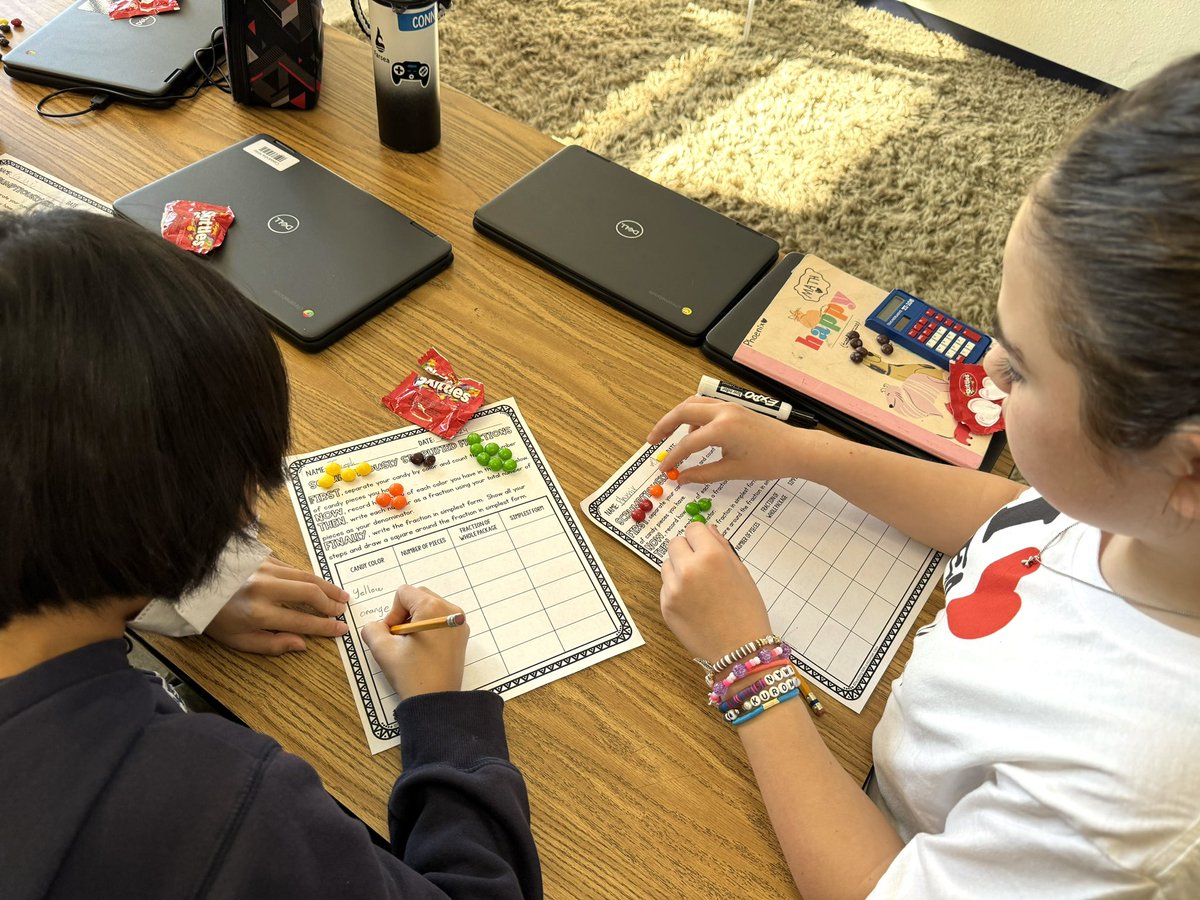 Ms_Terrazas's tweet photo. They enjoyed simplifying fractions using Skittles this week!! Although I do think they enjoy any opportunity for extra sugar. 😆 https://t.co/1b0BmvaWuS