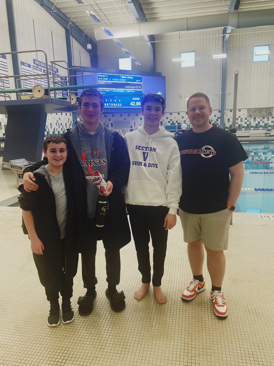Congrats to CC Divers Kyler Thomas, Isaac Bailey, and Jordan Leastman! The boys competed in the Class A Diving Championship at the Webster Aquatic Center placing 2nd, 8th, and 4th respectively. A solid end to the regular season! Kyler continues on to the state meet march 1st!