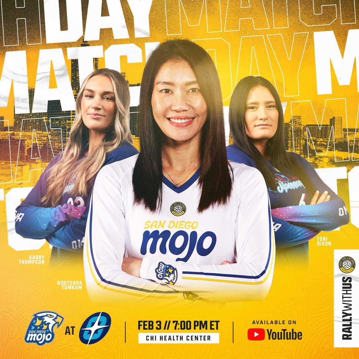 mlvolley's tweet image. Got plans? 🏐 📺 
@sandiegomojo visit the @OmahaSupernovas for their second match this week. Live on @YouTube TODAY at 7p.m. ET. 

#MatchDay #RallyWithUs
#RealProVolleyball