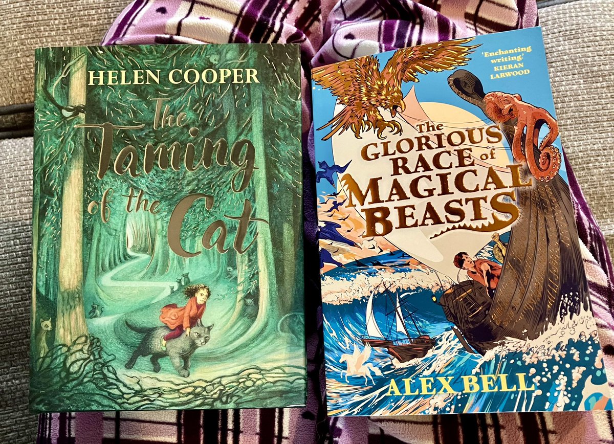 @KateHeap1 I’m just sitting down and about to dive into these two😍. The taming of the cat by @HelenCooperbook and the glorious race of magical beast by @Alex_Bell86 #WhatAreYouReading