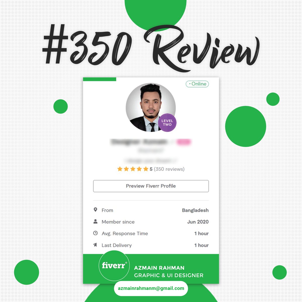DesignerAzmain's tweet photo. Alhamdulillah, I received the 350 Positive reviews as a successful seller on @fiverr 

#graphic #fiverr #freelancing #design #grateful #career #thankyou #socialemediamarketing #socialmediapost #socialmediapostdesign #socialmediaposts #business #digital #project #graphicdesign https://t.co/xFPSVb5Qkr
