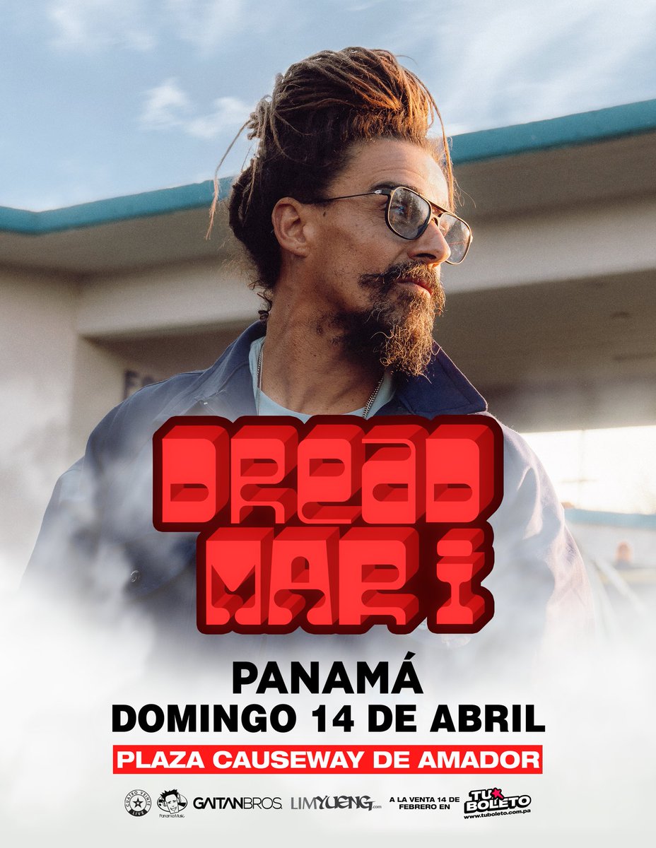 Estás listo? 😎🍃 este 14 de febrero salimos a la venta 🎟️ por Tuboleto.com.pa Dread Mar I en Panamá 🇵🇦 separa la fecha 🗓️ produce Panama Music y Gaitan Bros 
#dreadmari #dreadmaripty #reggaeroots #reggae #panama #pty507