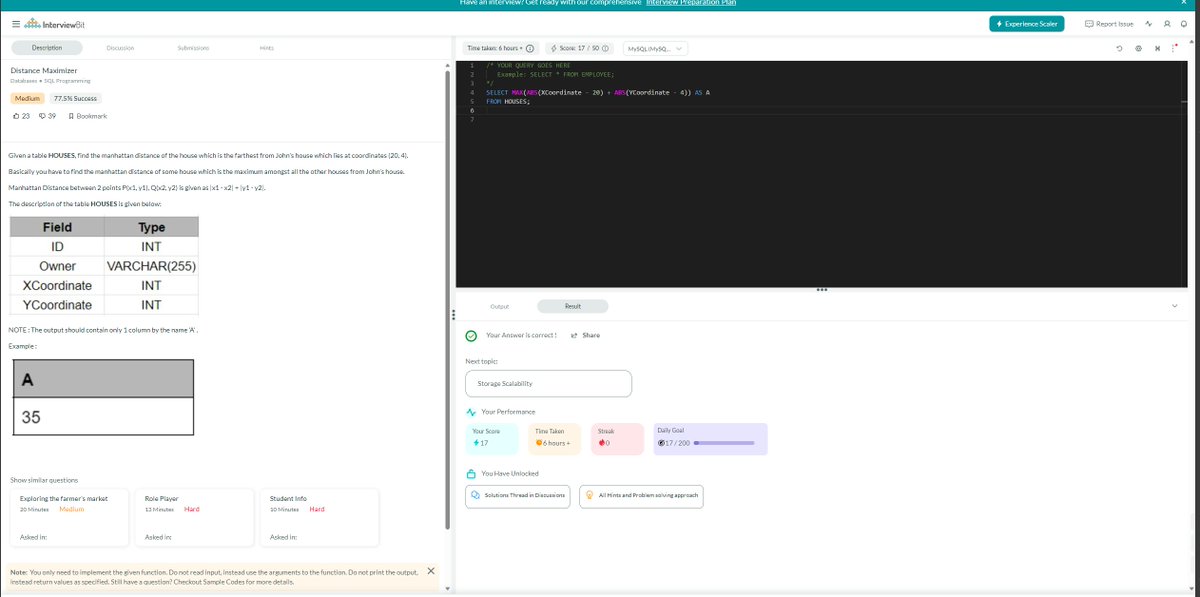 boopathi4263's tweet photo. Hello All, I have completed #Day33  of #365DaysofCode Challenge with @Scaler
Language - SQL                              
Today I solved the question-Distance Maximizer
Scaler discord community link : https://t.co/1JqI62OcXk #scalerdiscord #codewithscaler https://t.co/7pqPSI7Gde