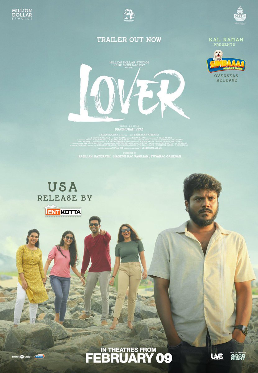 Tentkotta's tweet photo. Anything is fair in #love &amp; war, isnt’t?

Watch our #lover @Manikabali87 releasing in theatres near you on feb 09. 

@Vyaaaas Direction.
A @RSeanRoldan musical 🎶

Overseas release by #simbaaaa USA release by #tentkotta.

Watch the stunning trailer ▶️ https://t.co/mJi7sVxgOj https://t.co/04Xuq5224j