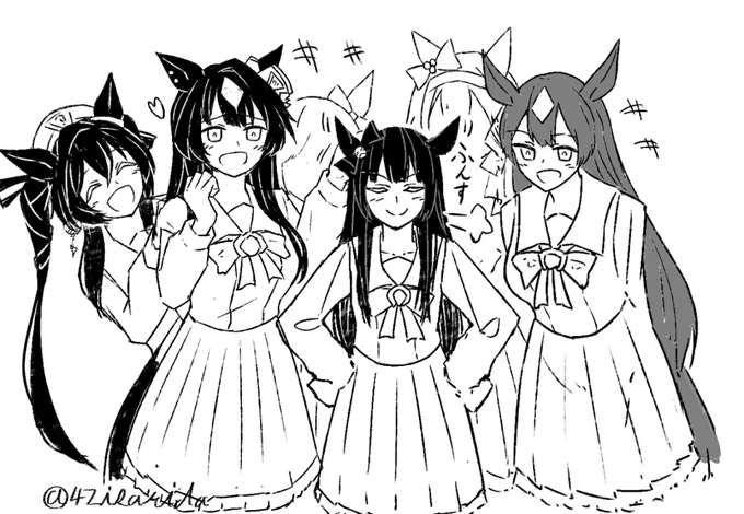 産駒のウマたちも増えてきたのでちょっと描き足した 