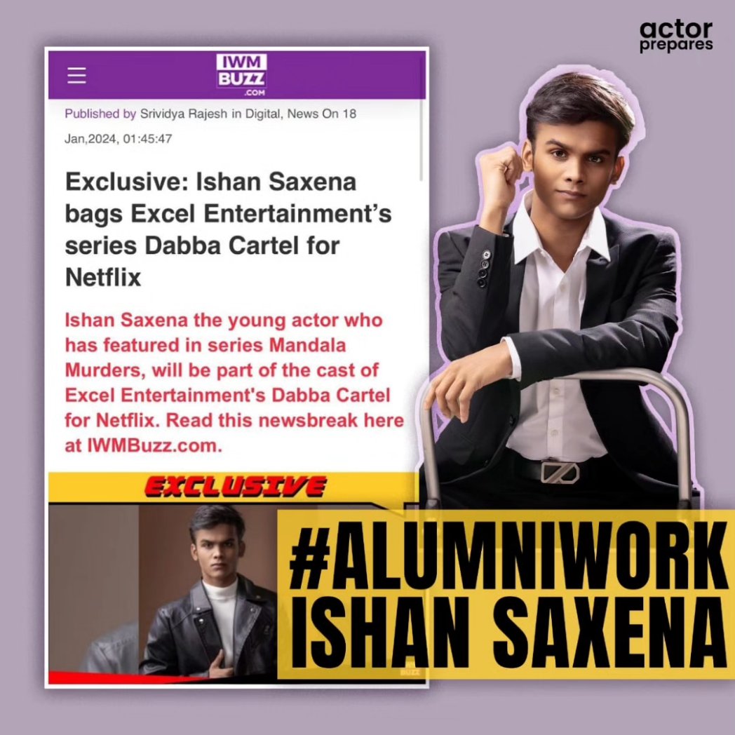 actorprepares's tweet photo. Yet another casting announcement and this one is BIG. Our alumni #IshanSaxena has been signed up for #ExcelEntertainment’s upcoming Netflix original, Dabba Cartel. 🤩😍
#actorprepares #ishansaxena #alumniwork #schoolforactors #netflix #anupamkher #farhanakhtar #bollywood https://t.co/x4fNDNDHlZ