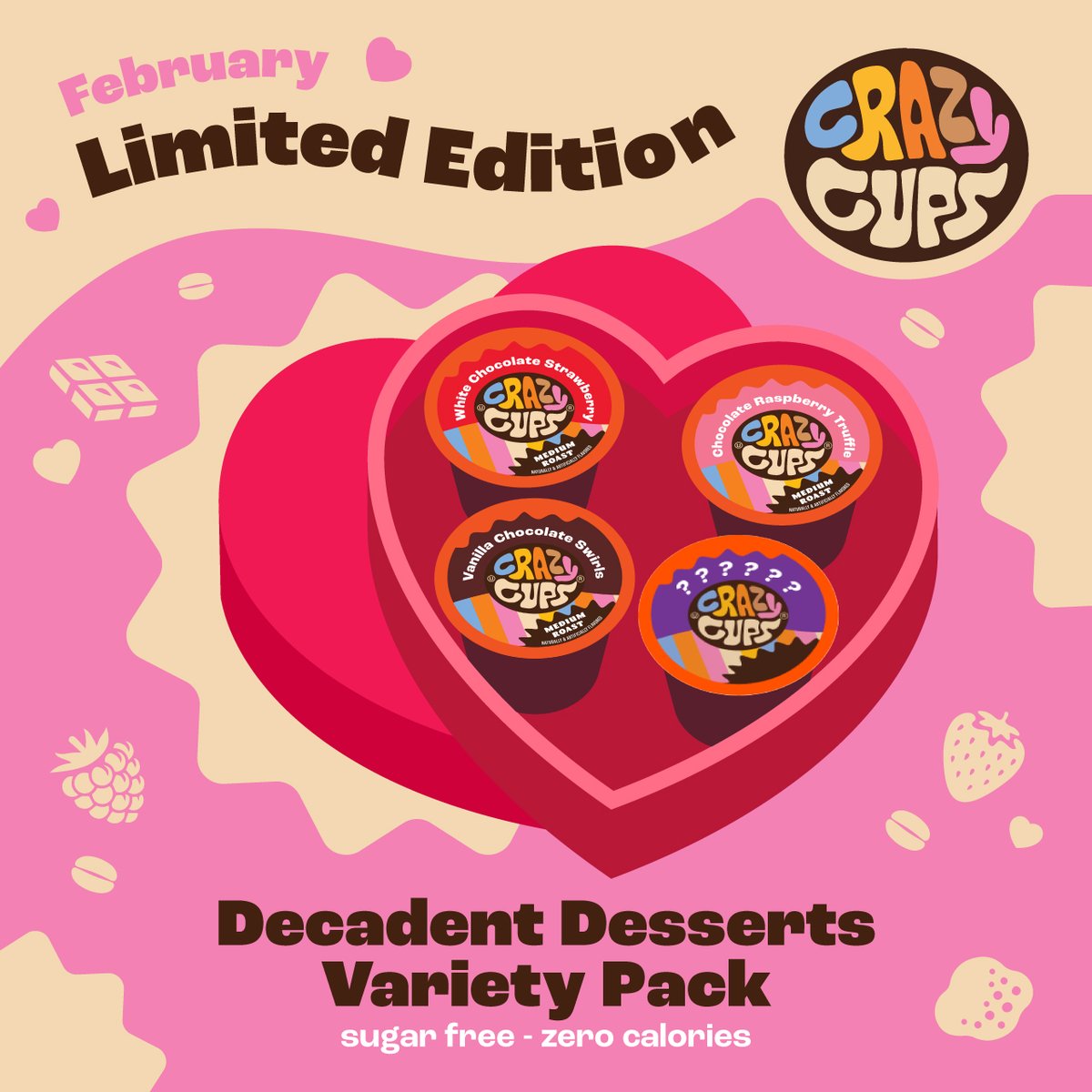 Limited Edition Decadent Desserts Coffee Variety Pack! 💝 

Flavor Features:
🍫 Chocolate Raspberry Truffle
🍓 White Chocolate Strawberry
🍦 Vanilla Chocolate Swirl
❓ Mystery Flavor: Sneak Peek for our NEW flavor dropping this month

☕ 👉 bit.ly/483WEls