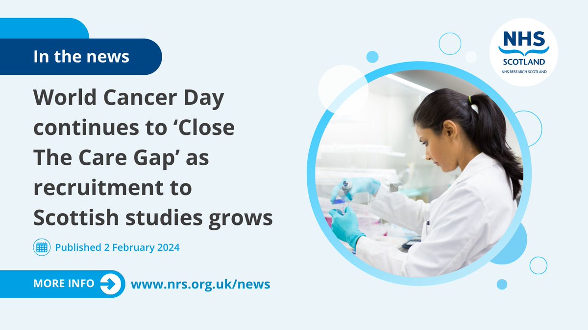 This Sunday (4 Feb) is #WorldCancerDay - a chance to ‘recognise the power of working together’ and show positive progress in cancer research in Scotland bit.ly/3vVtxDC