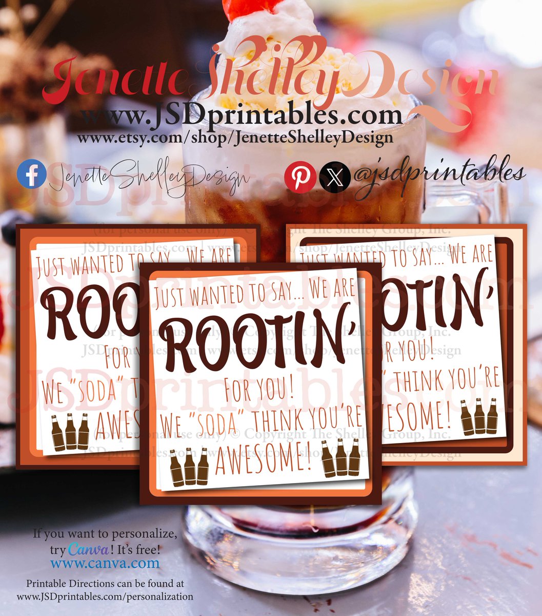 Our We are ROOTIN' for You *Printable Root Beer Soda Gift Tags* are the perfect way to add a touch of fun and sweetness to your gift-giving. jsdprintables.com/product-page/r… @jsdprintables #printables #shopsmall #RootBeerLovers #gifts #gifttags #rootbeer #rootbeersoda #rootbeerfloats