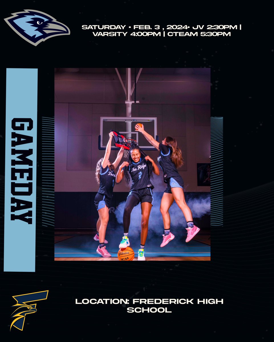 It’s game day!!! 
Let’s get it! 

Join your Ravens as the Girls are back on the road again  to take on league opponent 5A top 10 Fredrick High School 
📍Frederick Hogh School 
⏰ JV 2:30PM | Varsity 4:00PM| CTEAM 5:30PM