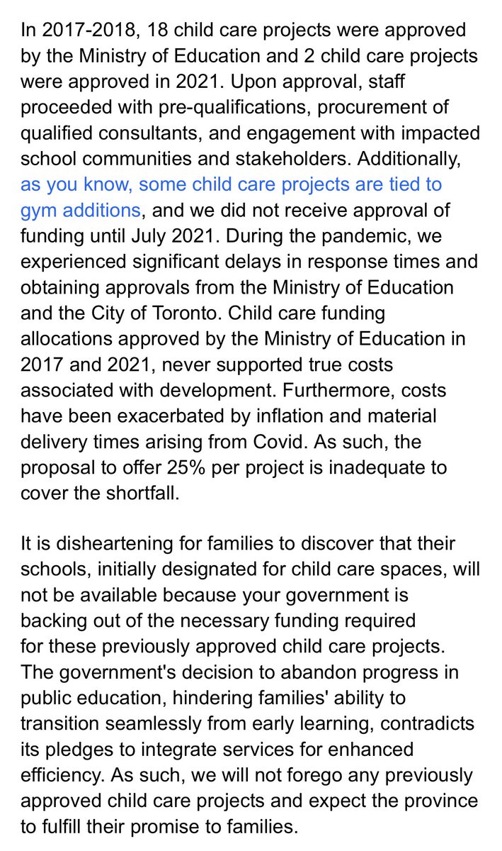 LGrayMc's tweet photo. .@krushowy I hope that you have seen this letter from the Chair of the @TCDSB to @Sflecce re the @fordnation government’s broken promises (specifically to do with child care in schools). https://t.co/AZZwNkRpO3