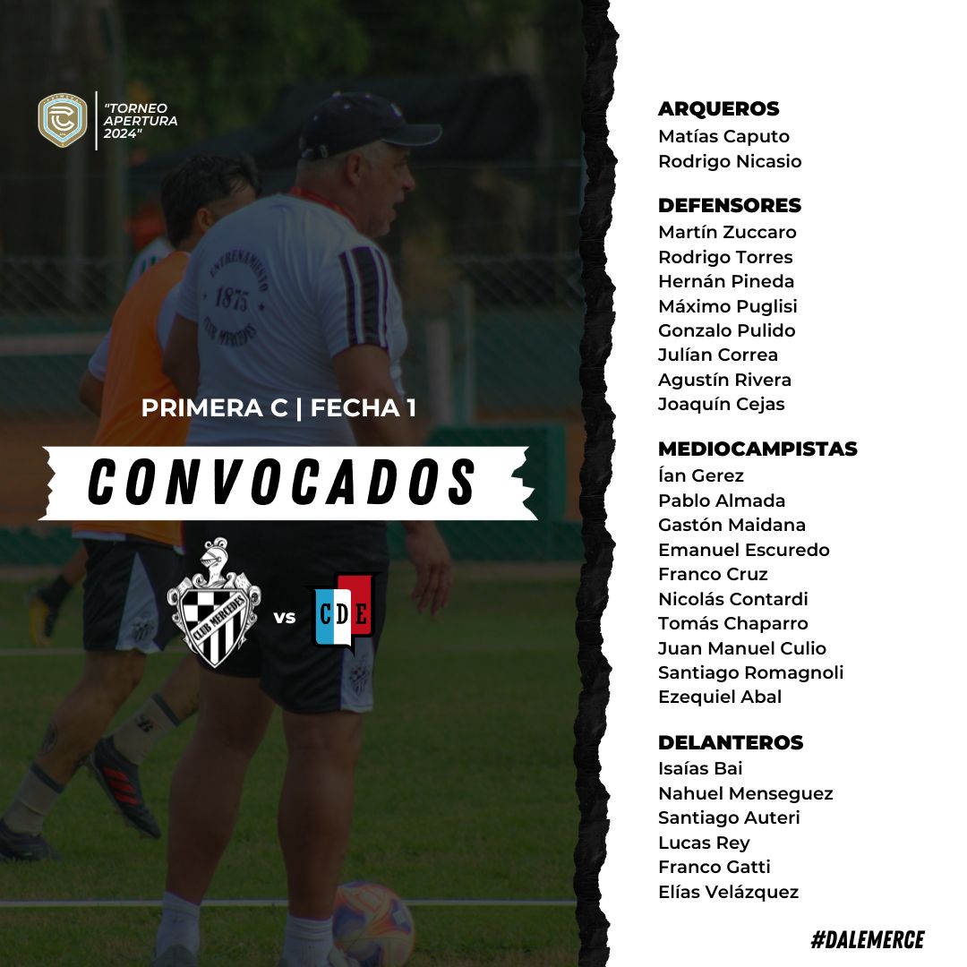 ¡”𝗖” 𝘃𝗶𝗲𝗻𝗲! ⚫️⚪️

Estos son los convocados por Oscar Mena para el debut a partir de las 17:30hs 📋

#DaleMerce
#PrimeraC