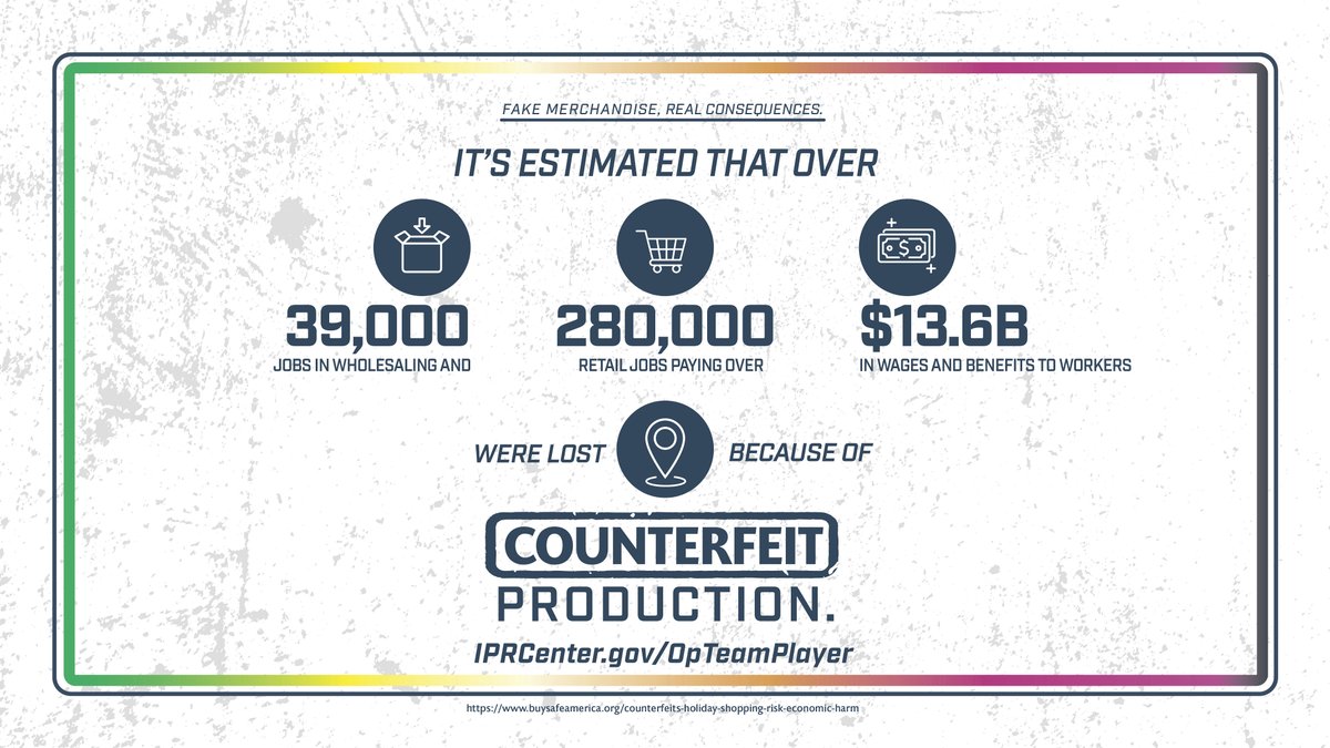 HSI_HQ's tweet photo. Support your team & buy REAL. #OperationTeamPlayer is all about supporting American businesses & communities.
Learn more about how livelihoods are affected when you purchase #counterfeit merchandise: https://t.co/xBiNbOuf4k
#TrueFansKeepItReal #IPRCenter https://t.co/tCv7KjGYFZ