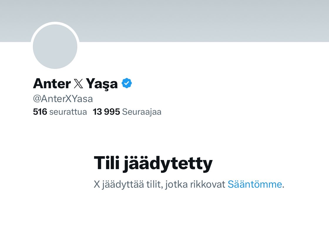 Sananvapaus on täälläkin kontrolloitua. @AnterXYasa jäähyllä.