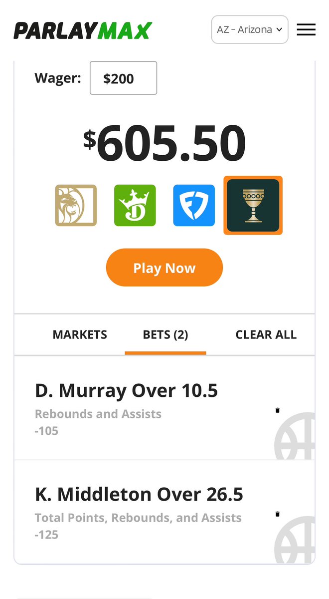 MaxWinnersFREE's tweet photo. ⭐️FREE PARLAY⭐️

Use their FREE parlay calculator and see which books offer the best odds for all of your plays

👉 https://t.co/JJAndJKPUp
⭐️@parlaymaxx 

MAXIMIZE your WINNINGS‼️

🏀Middleton P/R/A o26.5
🏀Murray R/A o10.5 

💰$200.00➡️$684.32💰

#FreePicks 2024: 76-46 (62.30%) https://t.co/lq14BczEgX