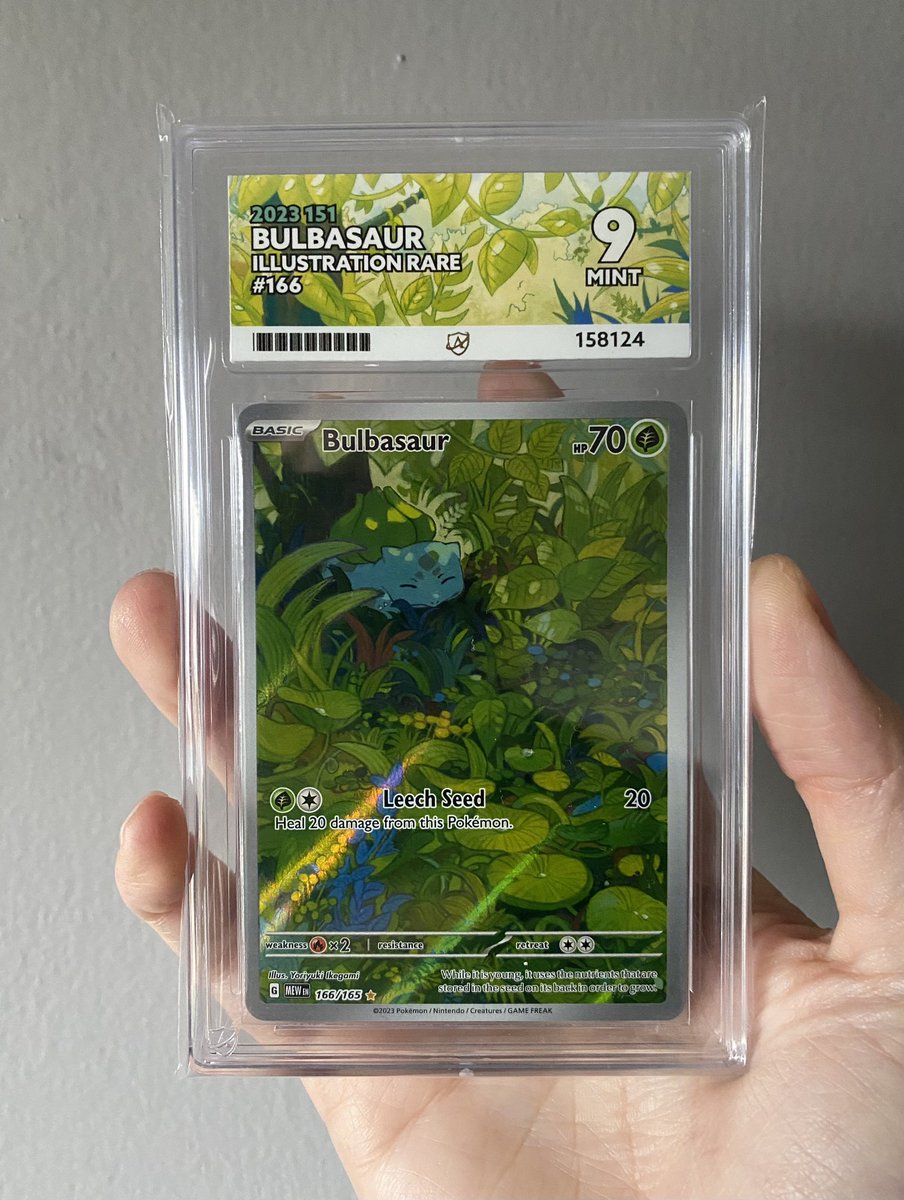 PokeTCGiveaways's tweet photo. Win this Ace Grading 9 Bulbasaur Illustration Rare from Scarlet &amp; Violet 151 🍃 

✅ Repost and like
✅ Follow @PokeTCGiveaways

🗓️ Winner drawn on 10th Feb

Use code “POKETCG23” to get 5% off all of your submissions at https://t.co/q61uM9jONc ✨

#PokemonTCG | #PokemonGiveaways https://t.co/pS9JZMecVj