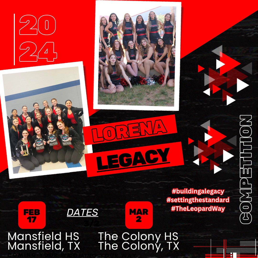Lorena_FCS's tweet image. It’s competition season for the Legacy ladies! 

Two weeks from today we have our first at Mansfield HS. We hope to see Leopard Nation up in Tarrant County helping cheer us on to the gold!

#settingthestandard 
#buildingalegacy 
#TheLeopardWay