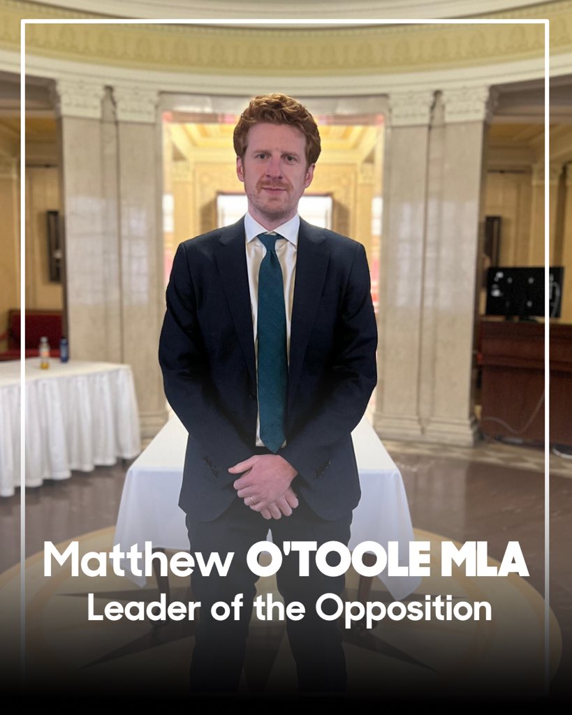 SDLP MLA @MatthewOToole2 has been nominated as Leader of the Opposition at Stormont.