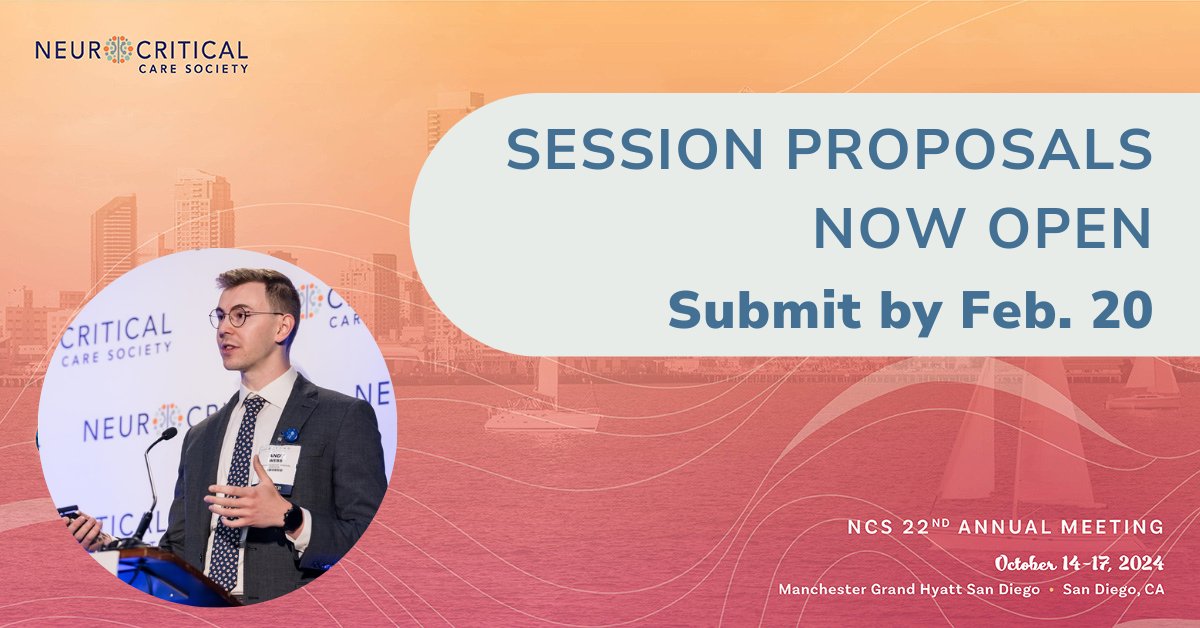 Ready to make waves in #neurocriticalcare? 🌊 Submit a session proposal to #NCS2024 for the opportunity to present your clinical, research and/or quality findings in San Diego, Oct. 14-17. Proposals are due Feb. 20. Learn more: ow.ly/iY1T50Qw698